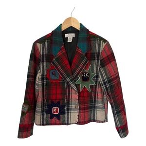 Vintage Sandy Starkman Wool Blazer Embroidery & Patches Small